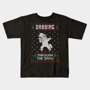 Dabbing Through The Snow - Funny Unicorn Ugly Christmas Sweater Kids T-Shirt